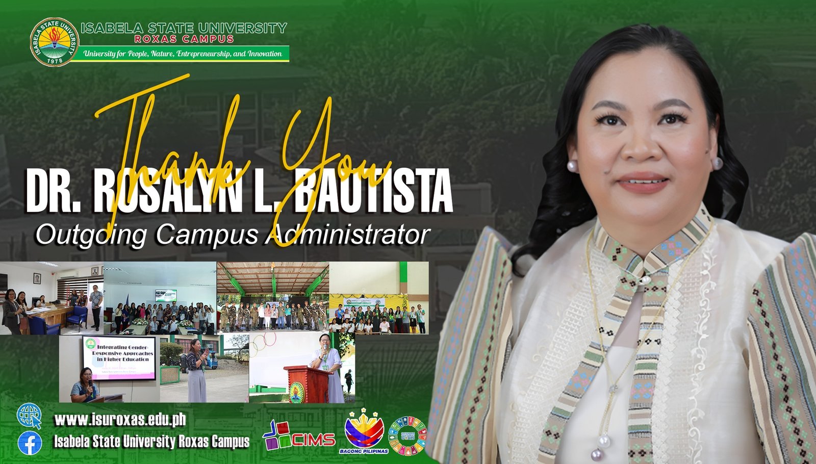ISU Roxas Commends Dr. Rosalyn L. Bautista’s Remarkable Contributions as Campus Administrator